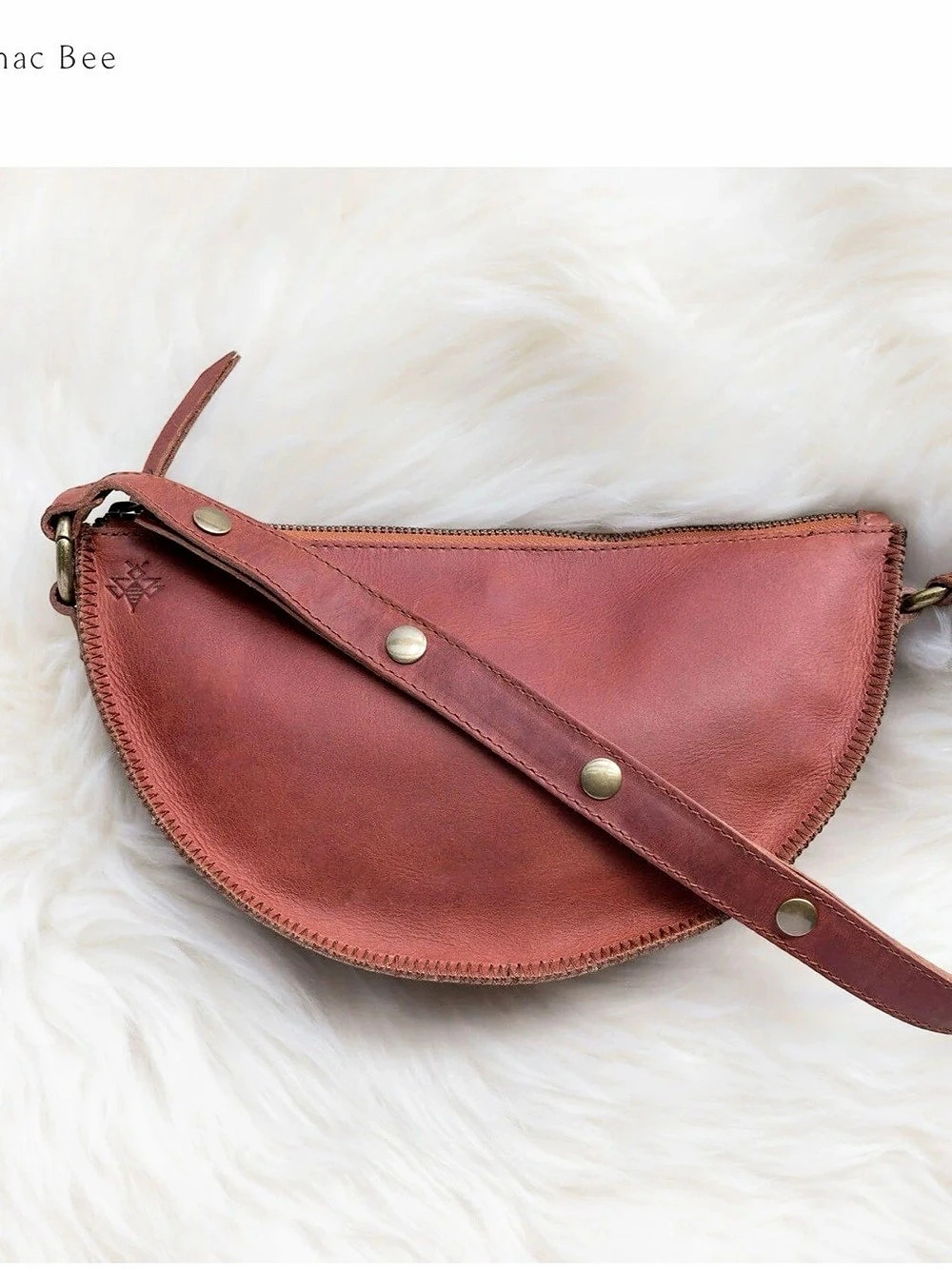 Lyons Leather Co. Bee Cognac Brown Leather Crossbody Bag - Picture 6 of 16